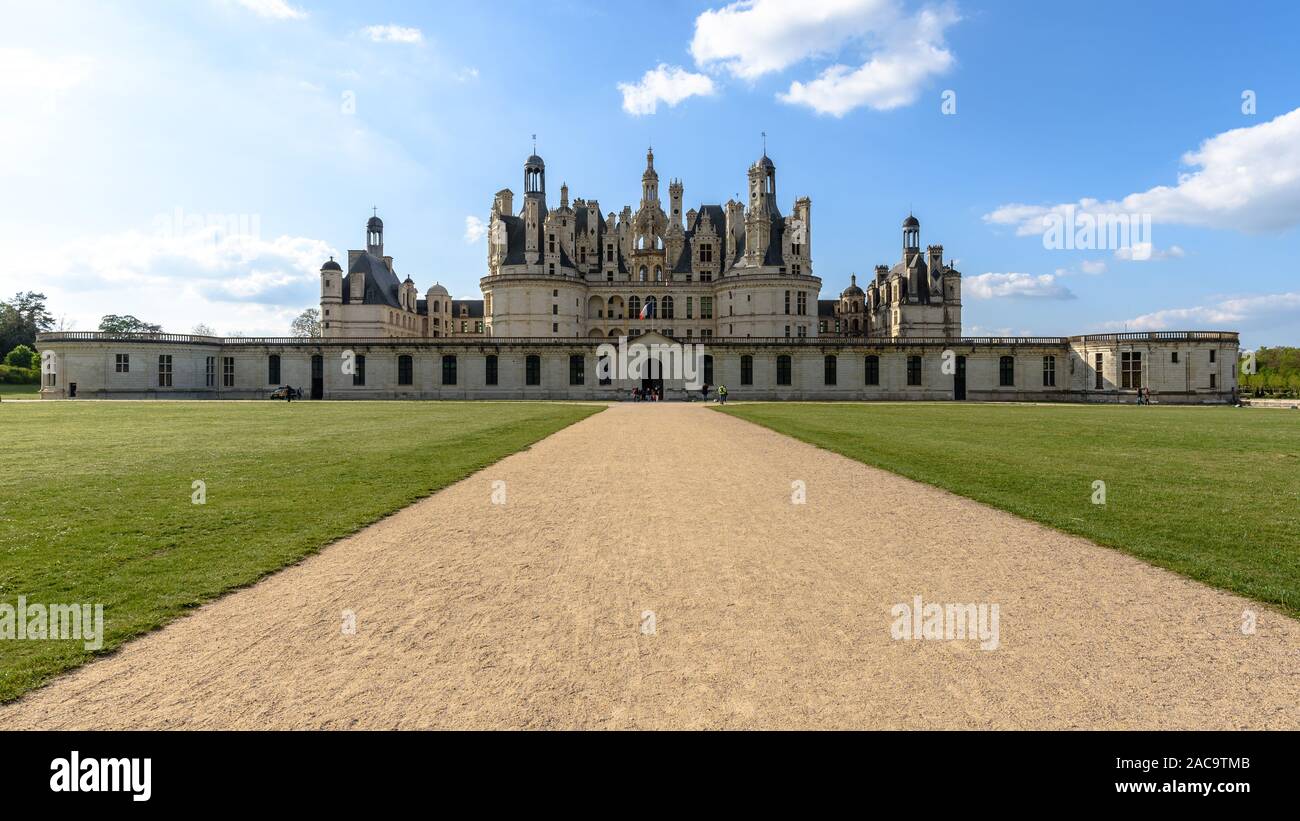 Chateau de Chambord on a spring day in France Stock Photo