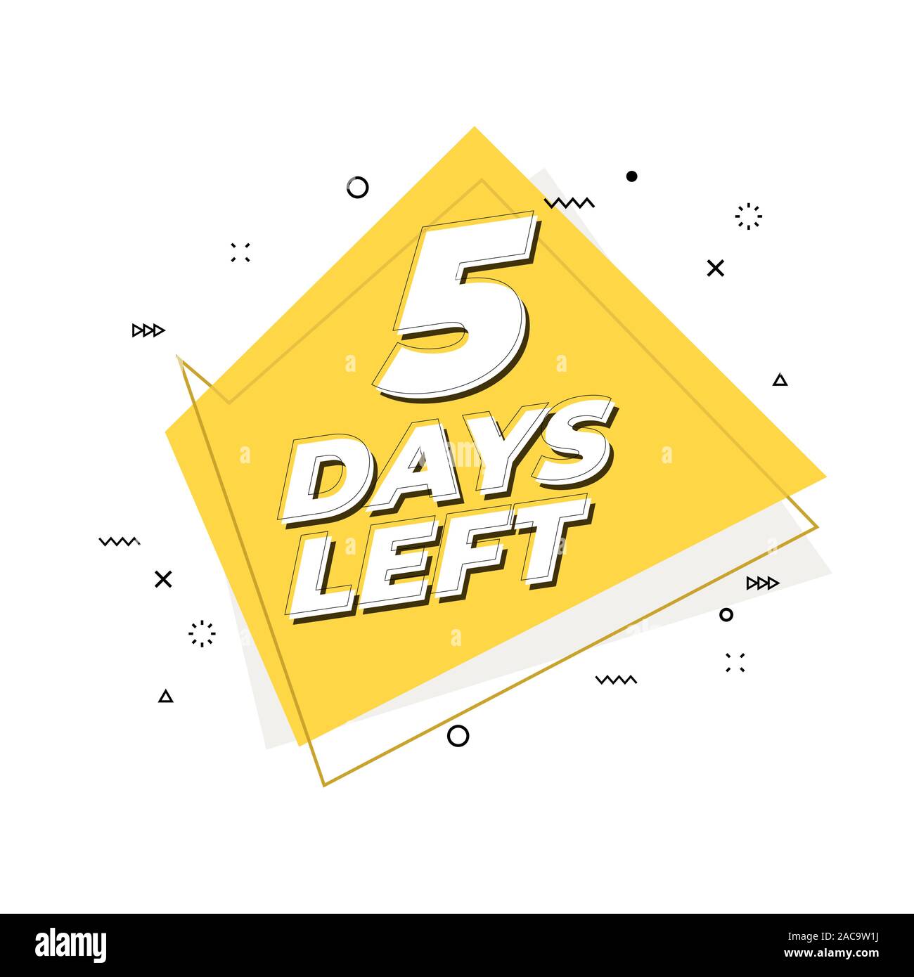 5 days left banner. Geometric Memphis style. Stock Vector