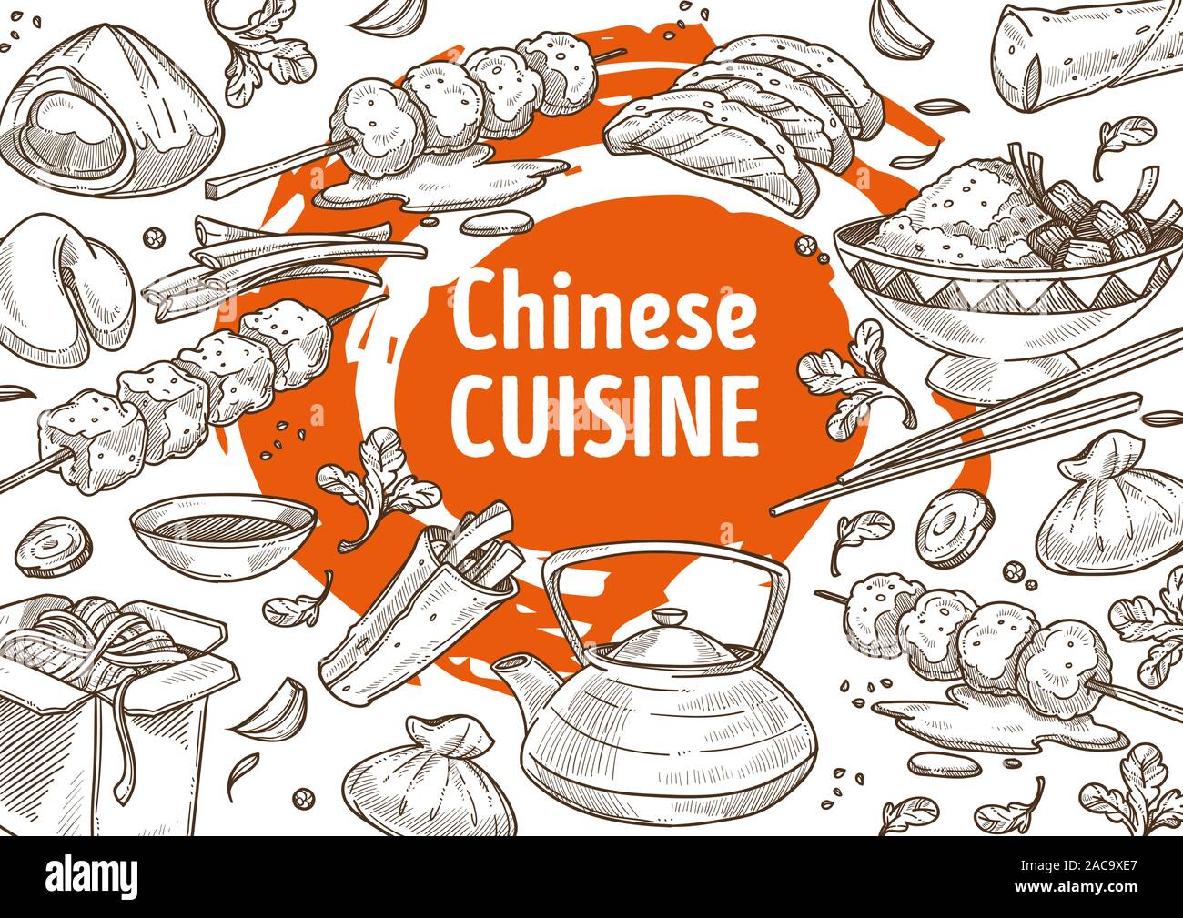 Chinese Food Restaurant China Cuisine Menu Sketches Poster Stock Vector Image Art Alamy