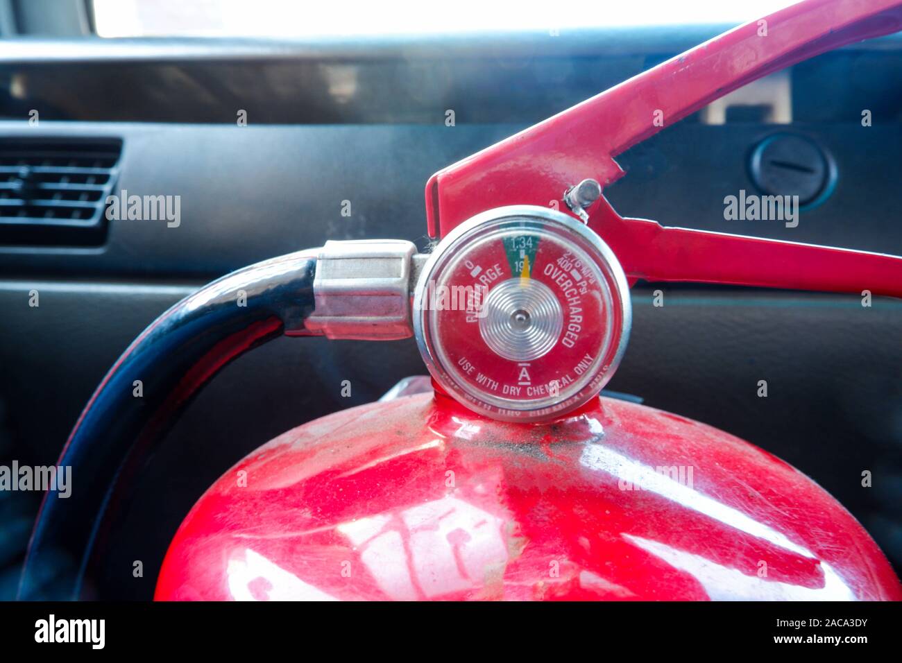 Red tank of fire extinguisher Stock Photo Alamy