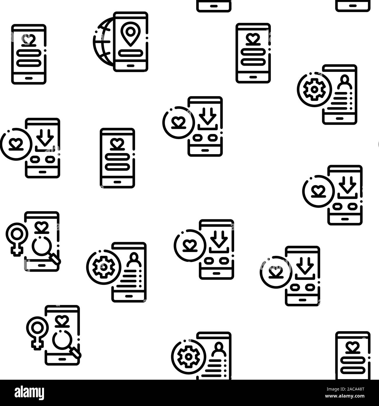 Dating App Seamless Pattern Vector Stock Vector