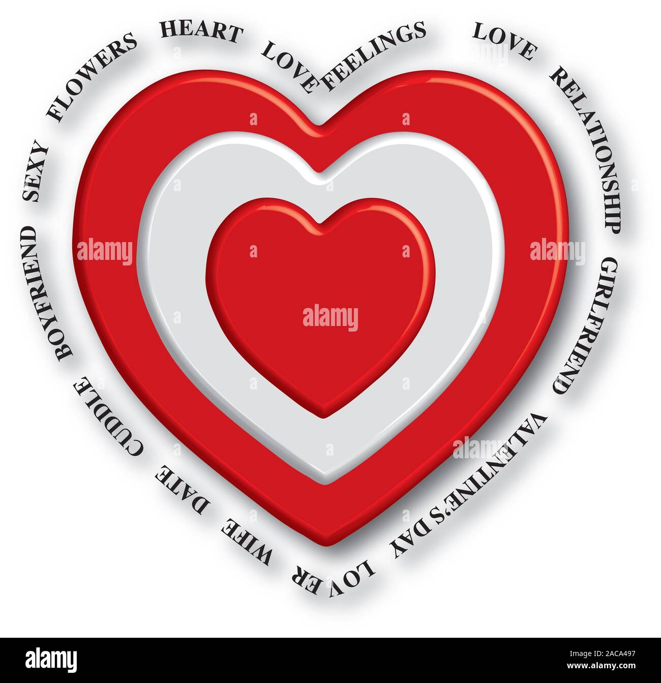 3d heart text Stock Photo