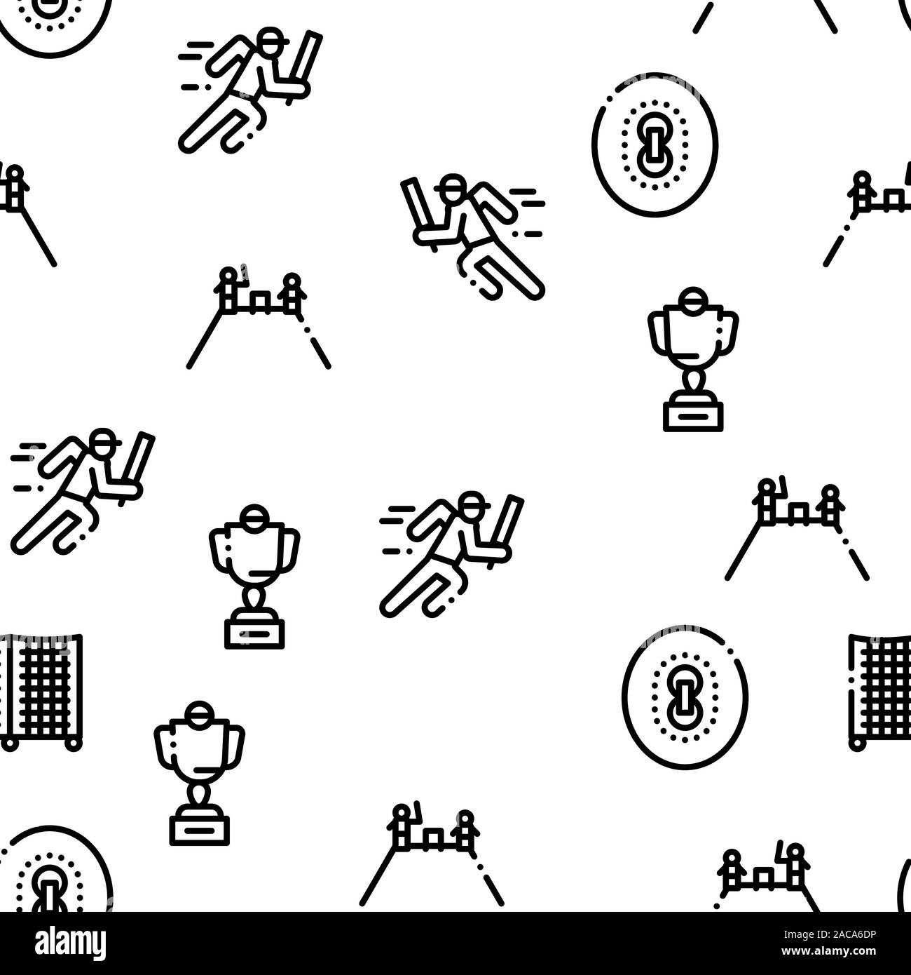 Cricket Game Seamless Pattern Vector Stock Vector