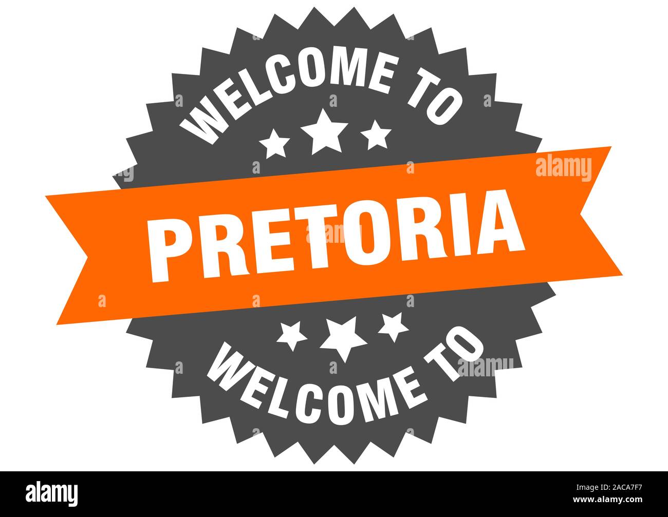 Pretoria sign. to Pretoria orange sticker Stock Vector Image