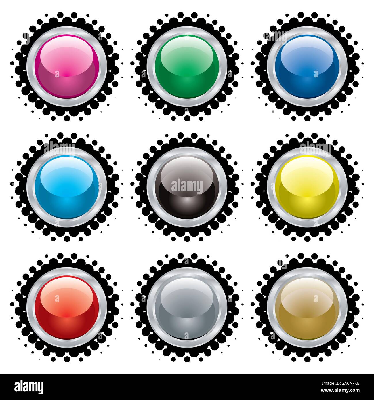 halftone bevel button Stock Photo