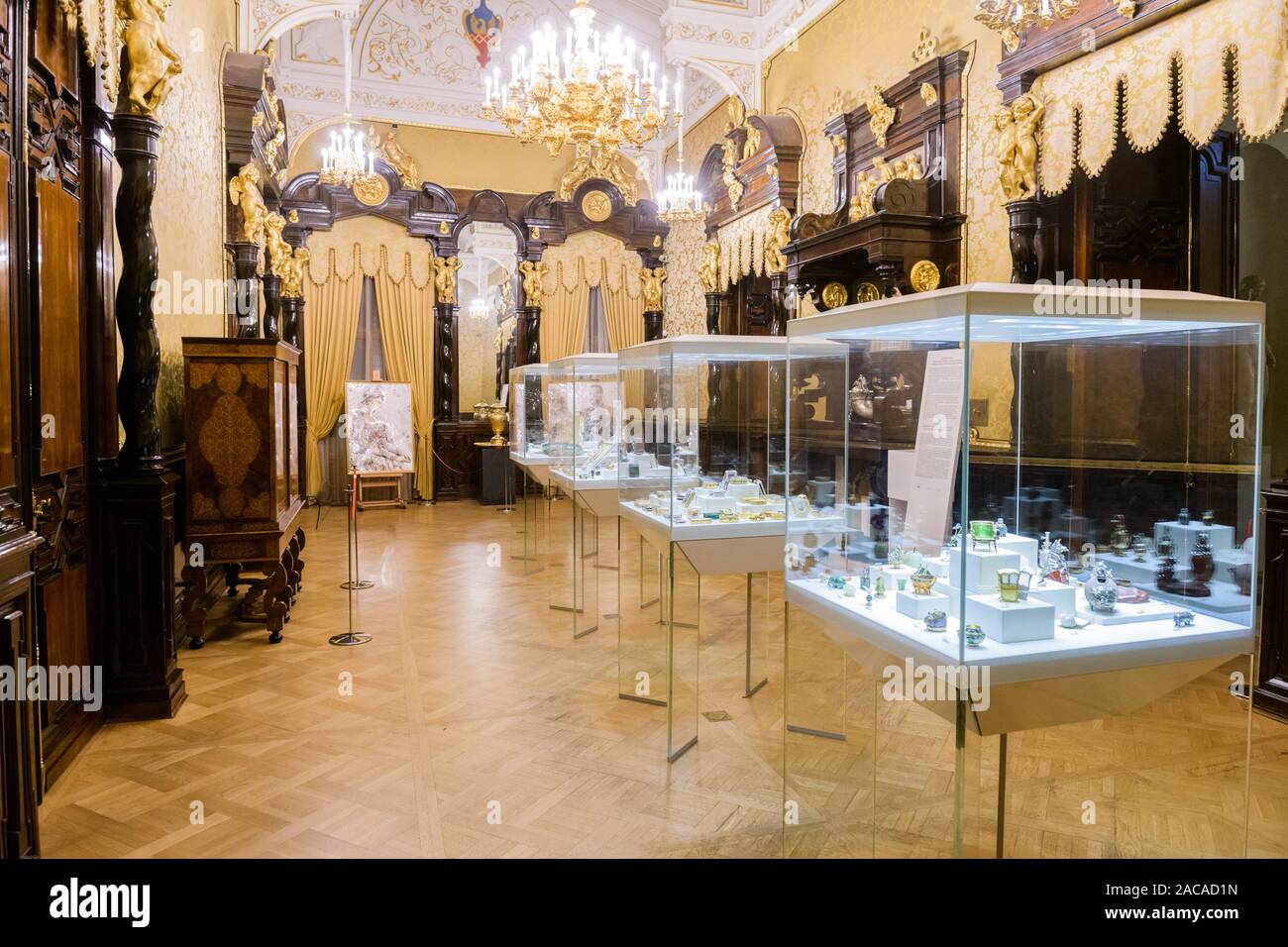 Saint Petersburg, Russia - November 22 2019.  Interiors of Fabergé Museum in Saint Petersburg, Russia  in the Shuvalov Palace of Saint-Petersburg. Stock Photo