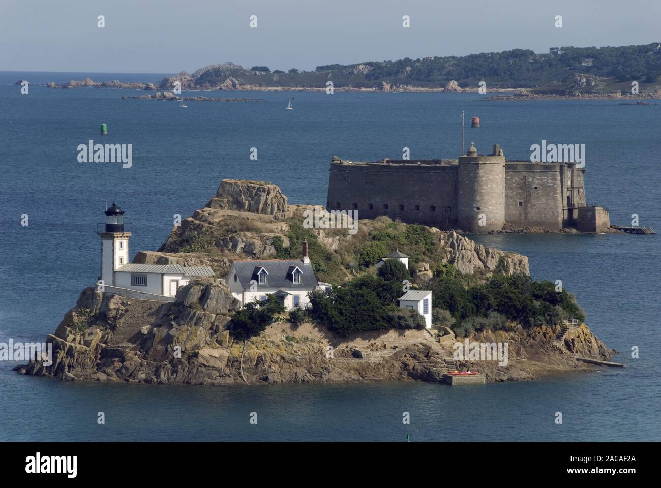 Island With Lighthouse And Fortress Stock Photo Alamy