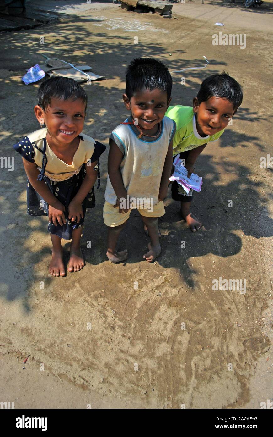 Children in Hampi, South India, Asia Stock Photo