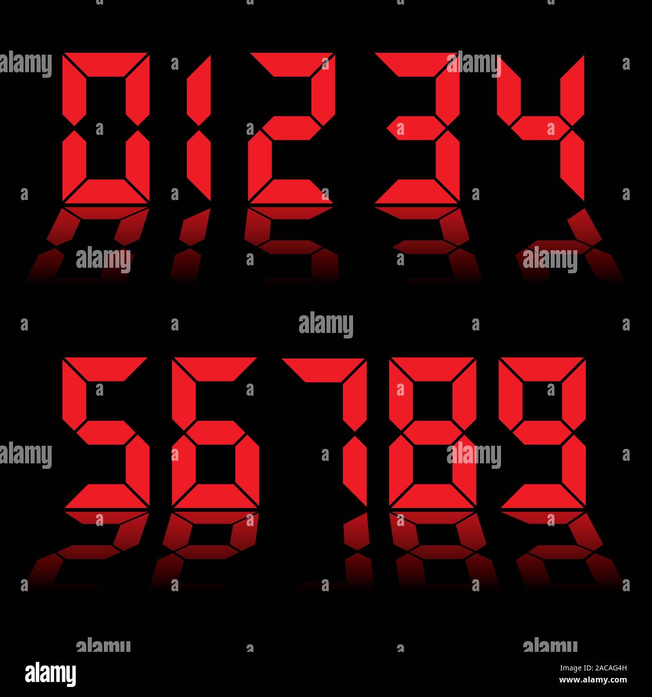 digital numbers clock red Stock Photo