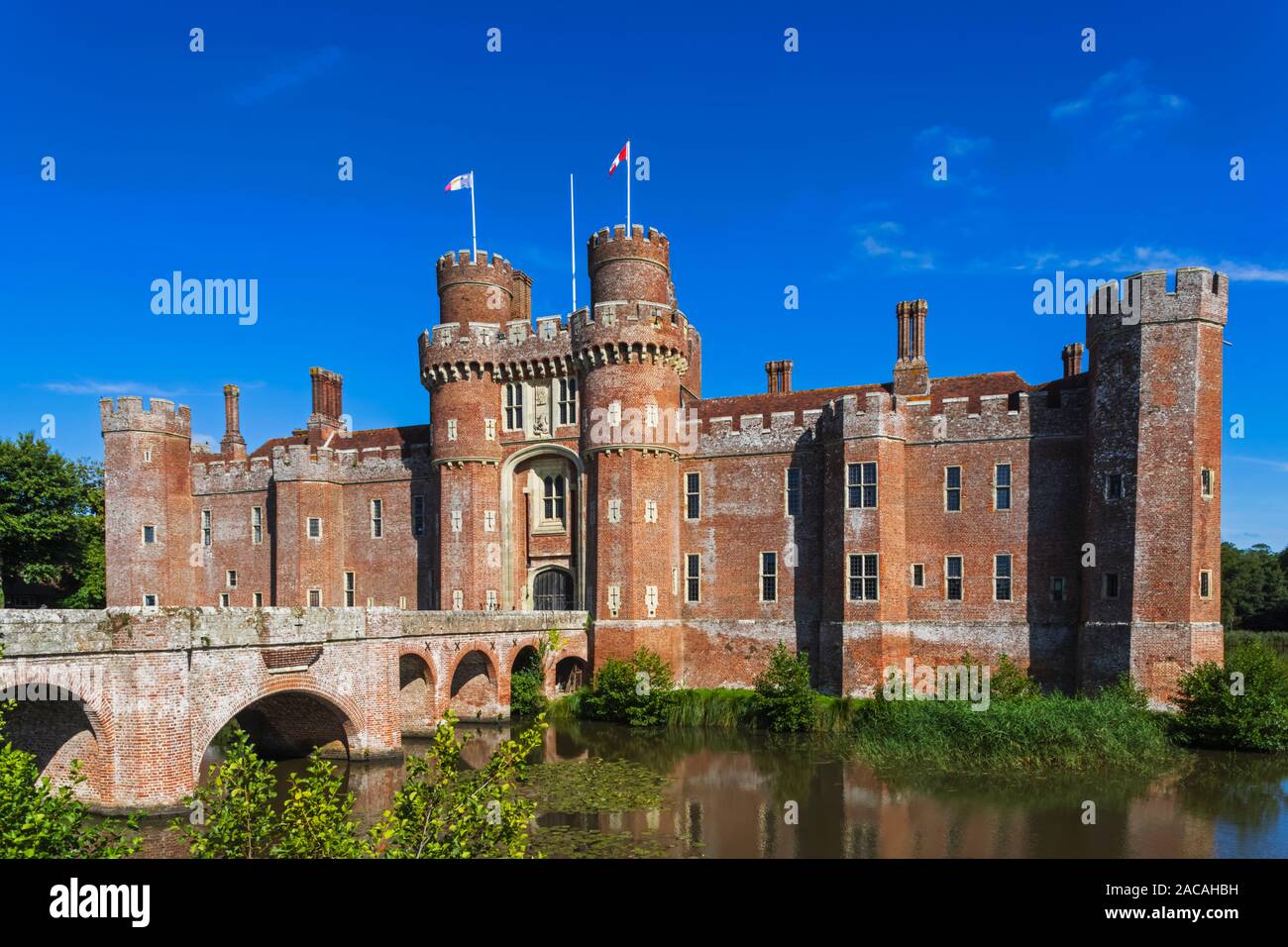 England, East Sussex, Hailsham, Herstmonceux, Herstmonceux Castle Stock Photo