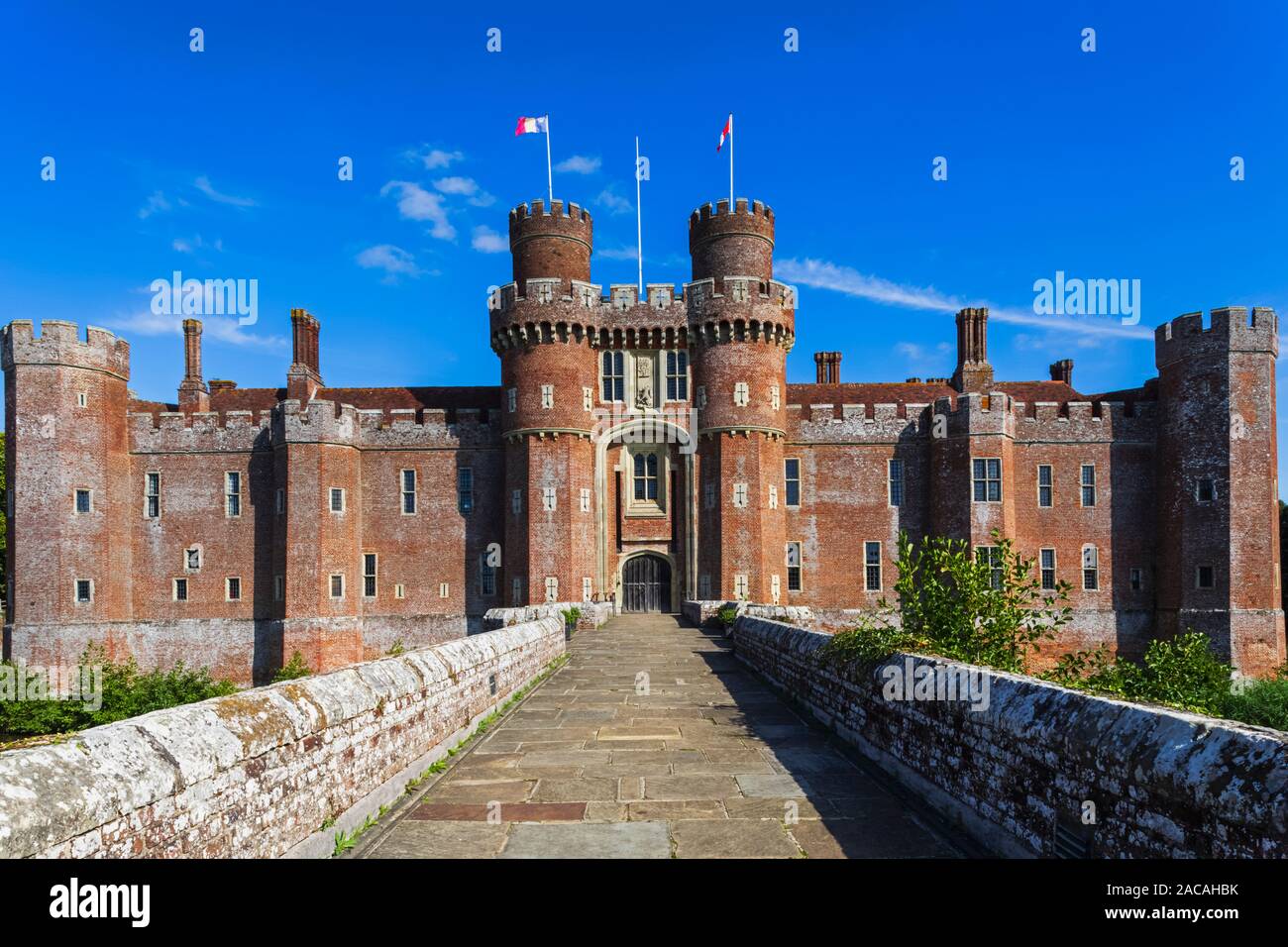 England, East Sussex, Hailsham, Herstmonceux, Herstmonceux Castle Stock Photo