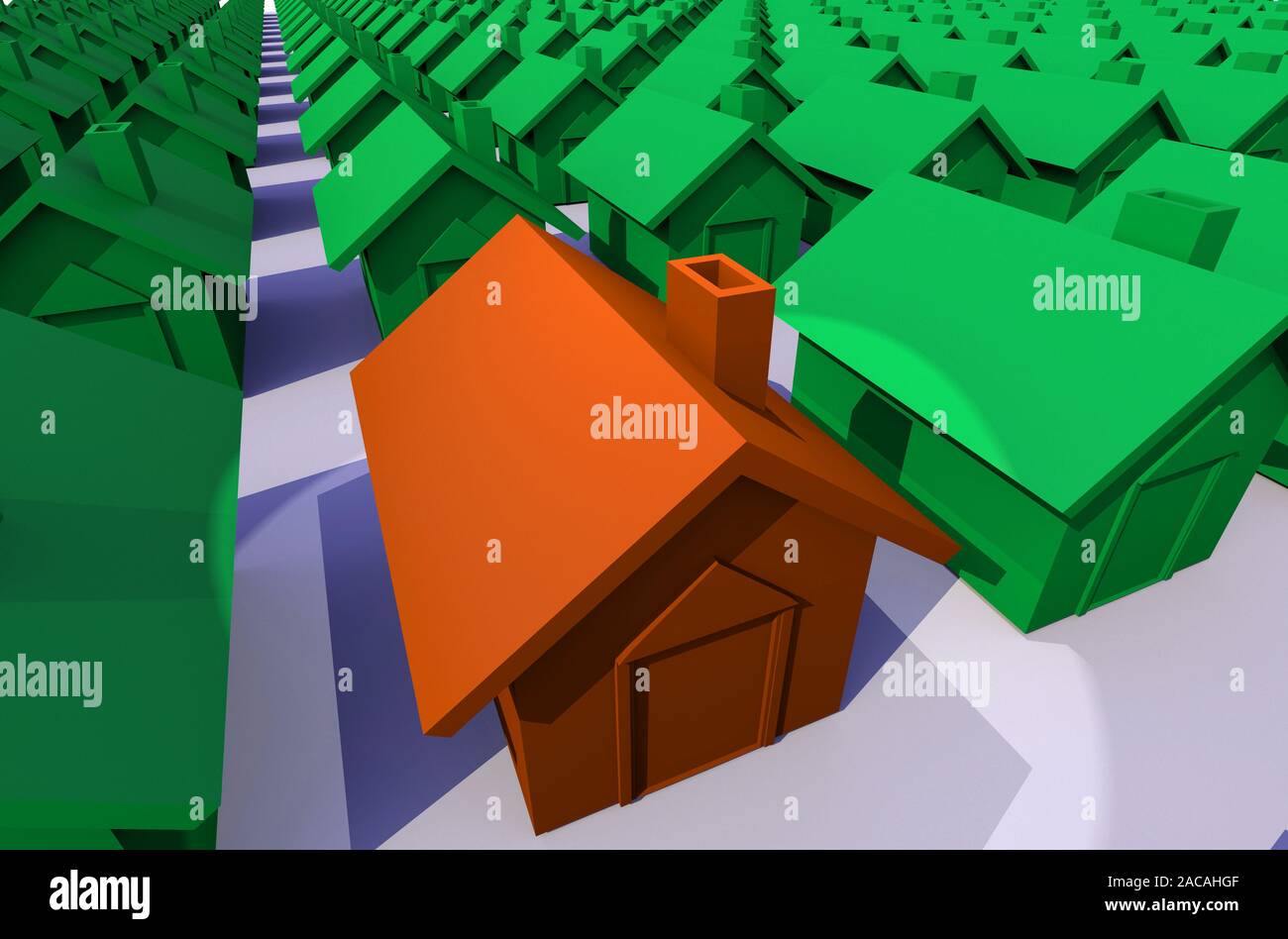 illustrated street of houses Stock Photo - Alamy
