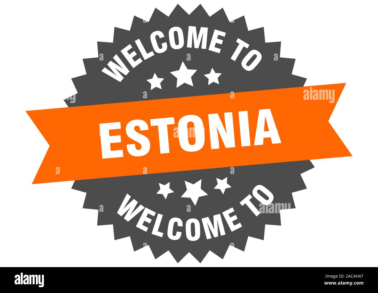 Estonia sign. welcome to Estonia orange sticker Stock Vector