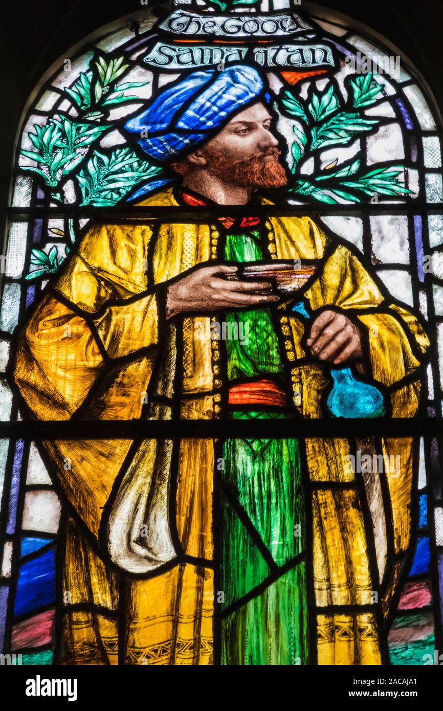 England, East Sussex, Eastbourne, Eastbourne College Chapel, Stained