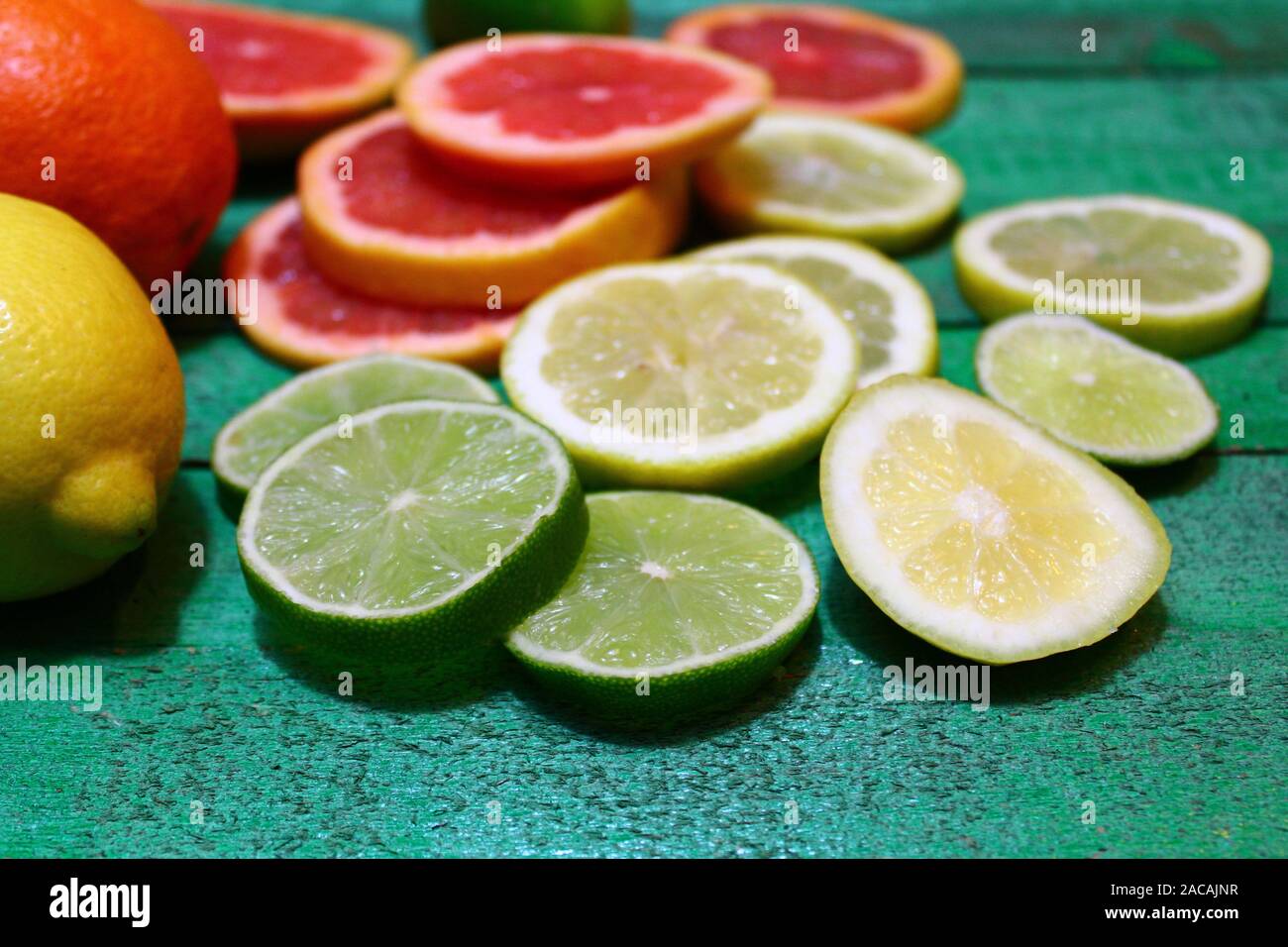 The picture shows different citrus fruits Stock Photo Alamy