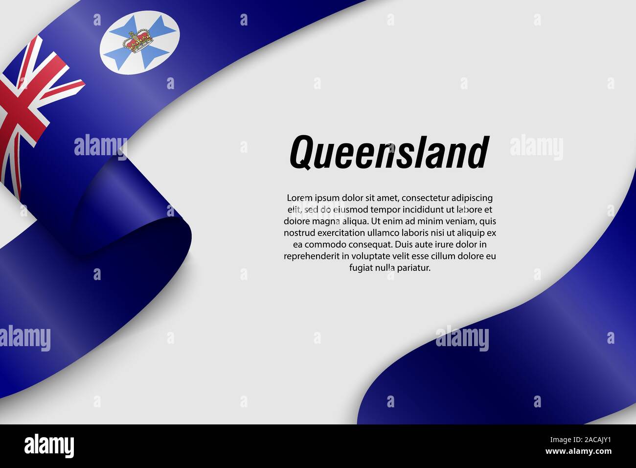 Waving ribbon or banner with flag of Queensland. State of Australia ...