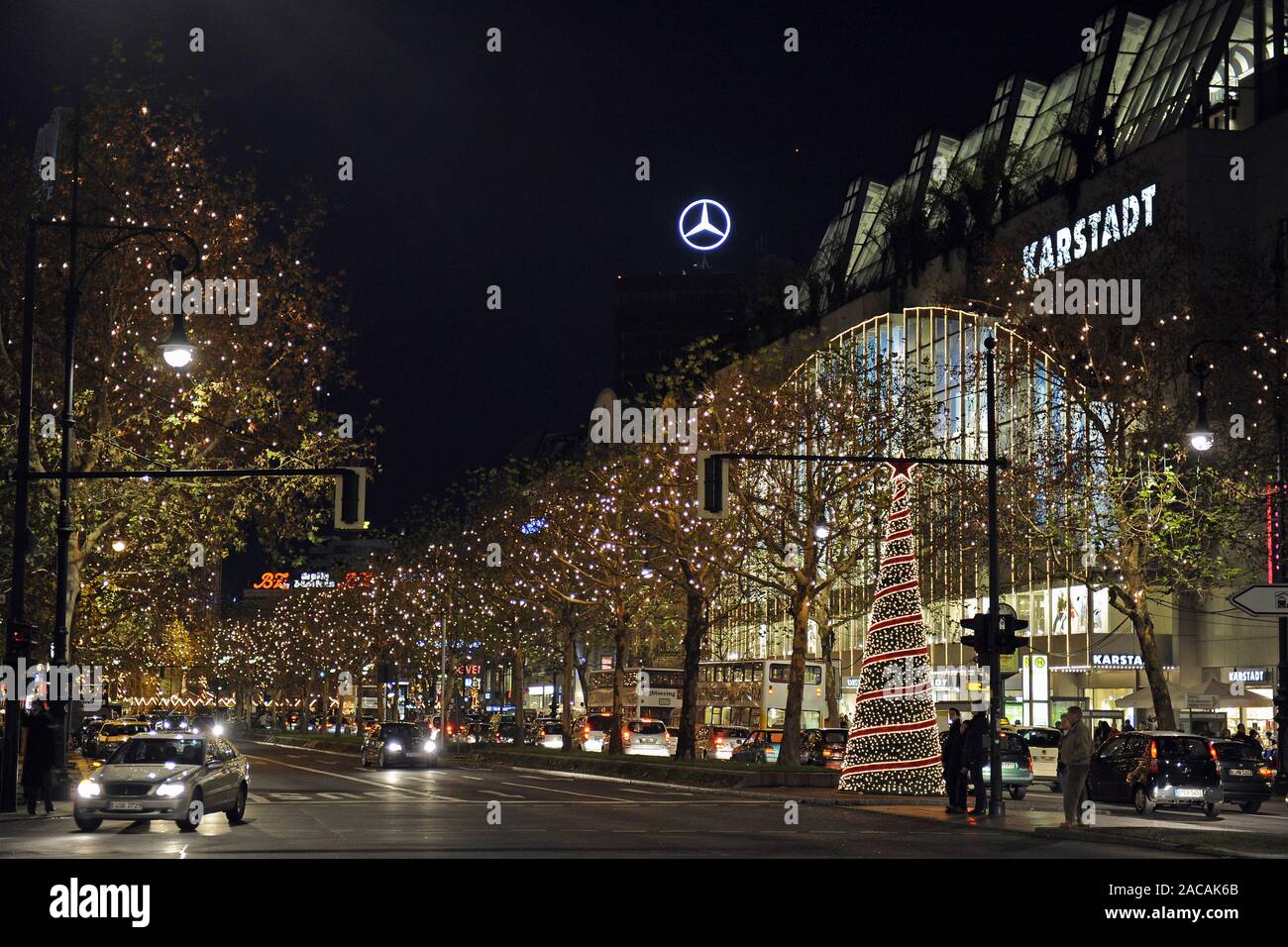 Christmas illuminated Kurfuerstendamm, Berlin Stock Photo