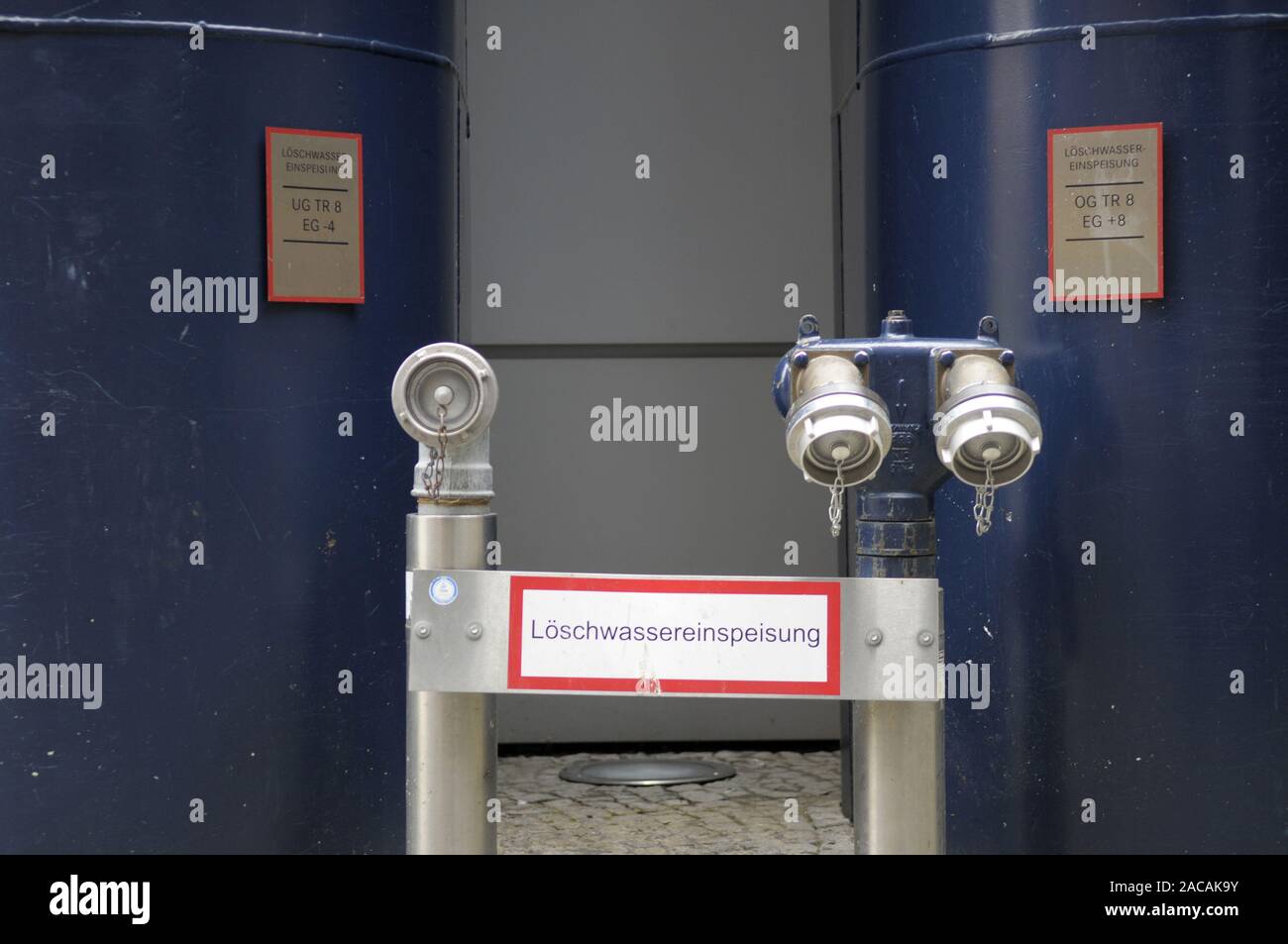 Firefighting water feed of a high building Stock Photo Alamy