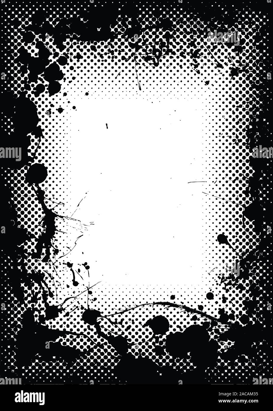 halftone grunge ink splat border Stock Photo - Alamy