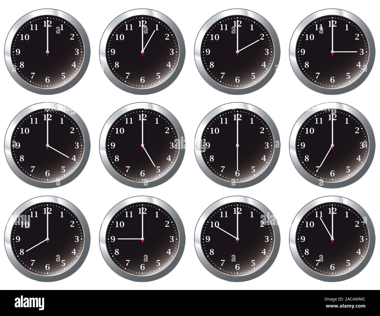 office clock black all times Stock Photo