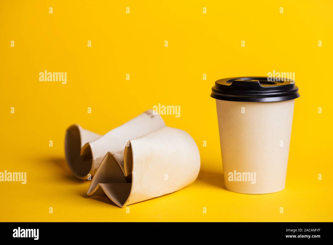 Download Coffee To Go Paper Cup With Coffee On A Yellow Background Stock Photo 334608835 Alamy PSD Mockup Templates