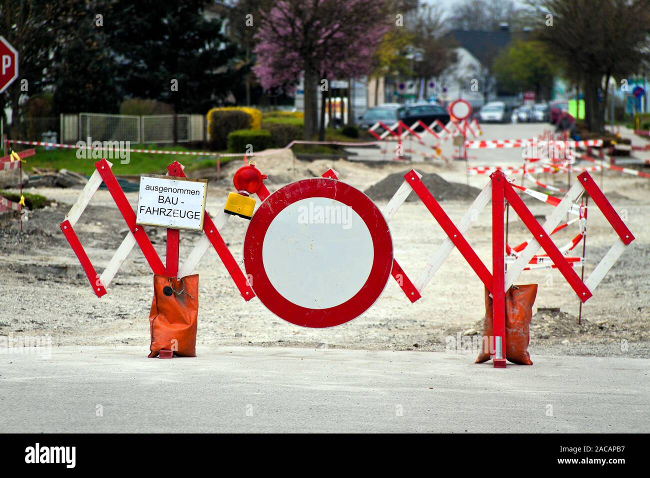 Blocking off a road Construction site Stock Photo Alamy