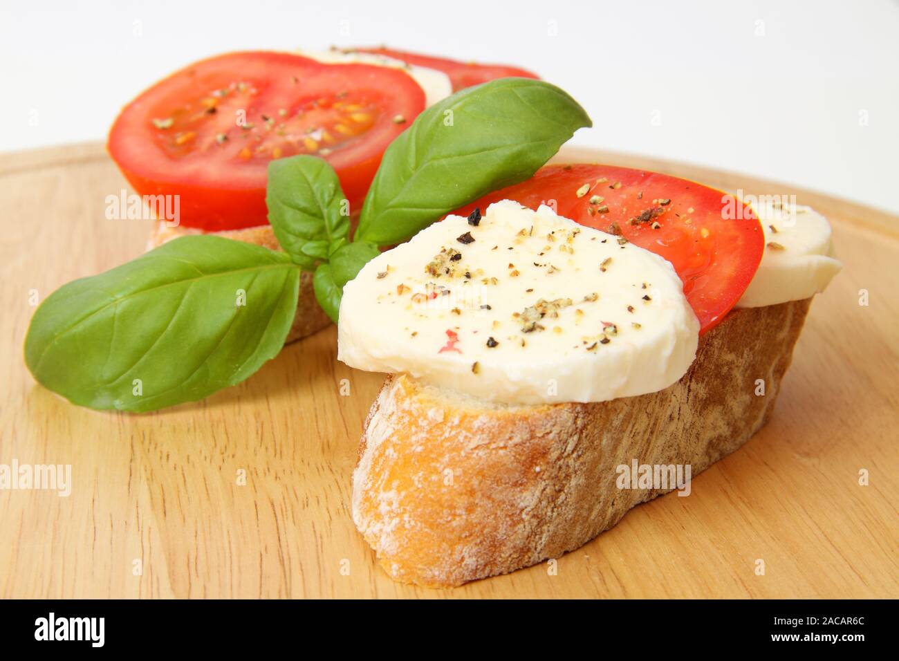 Bread with mozzarella Stock Photo