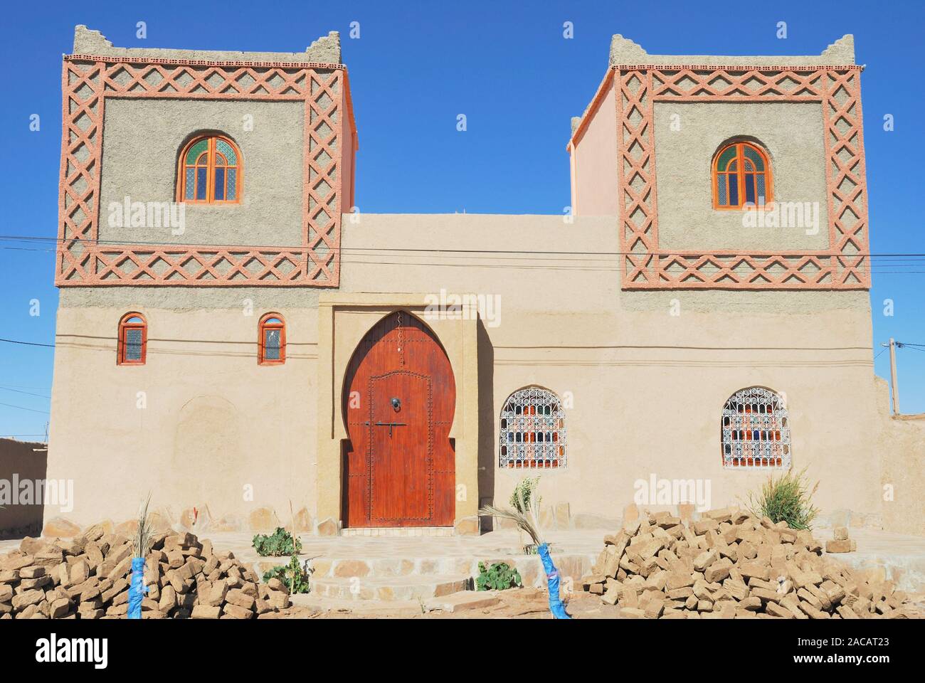 Hotel Kasbah, traditional Berber architecture, Merzouga, Morocco, Africa Stock Photo