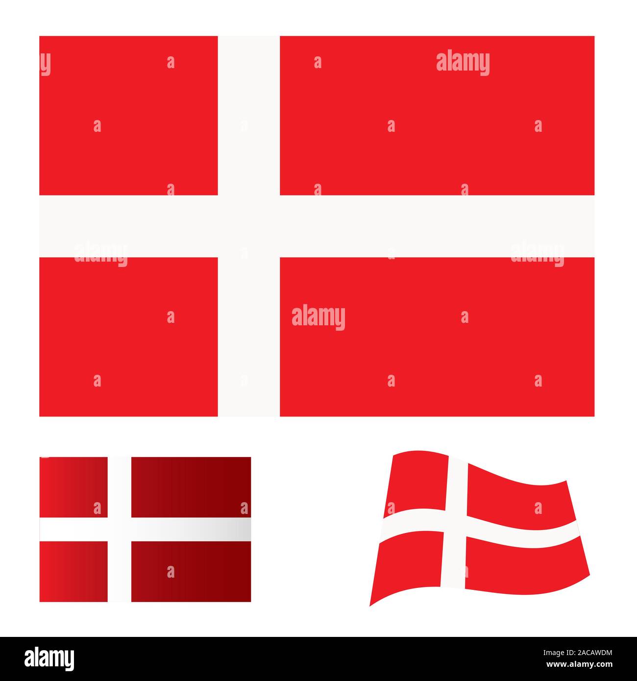 Denmark flag set Stock Photo