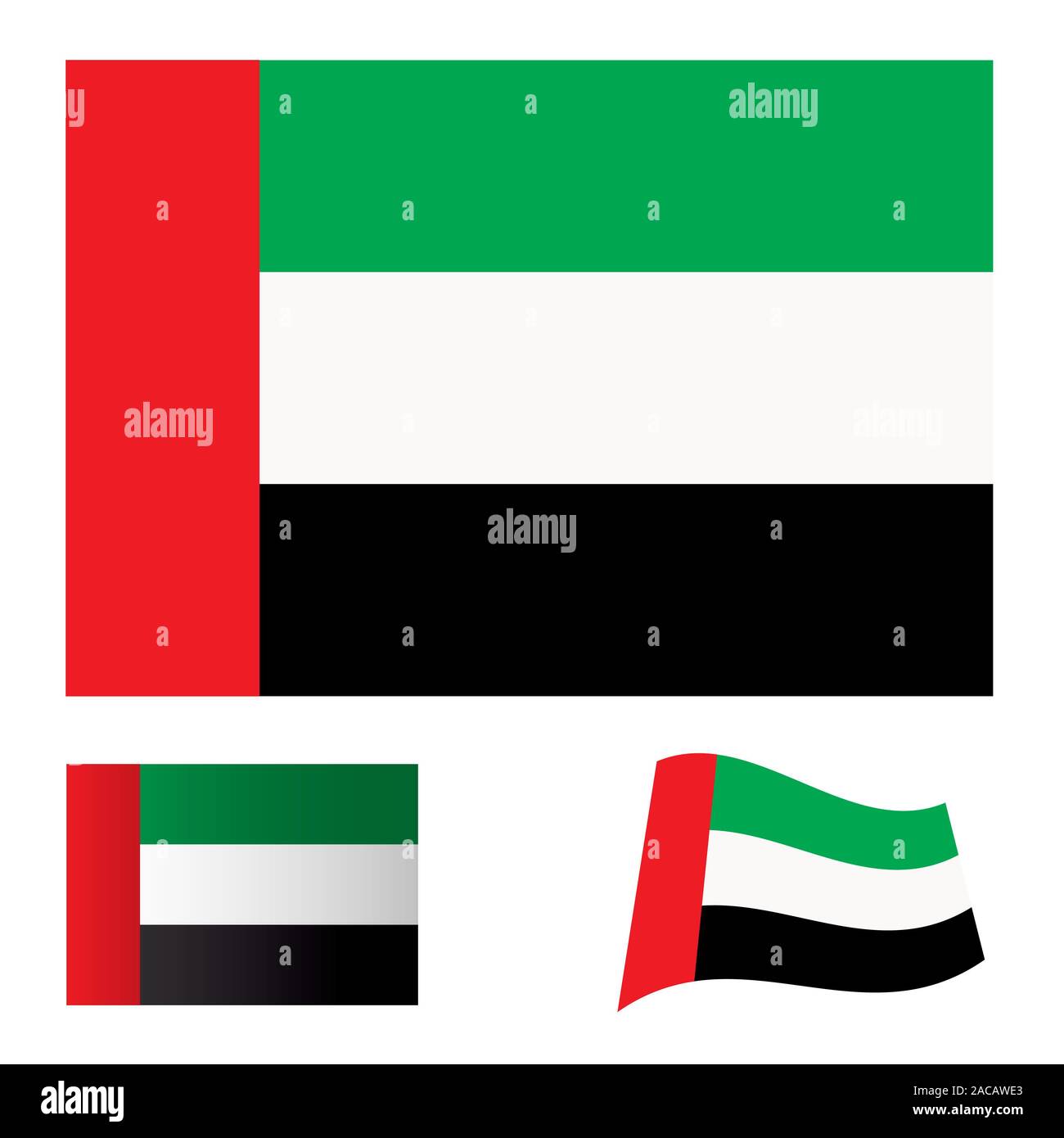 United arab emirates flag set Stock Photo