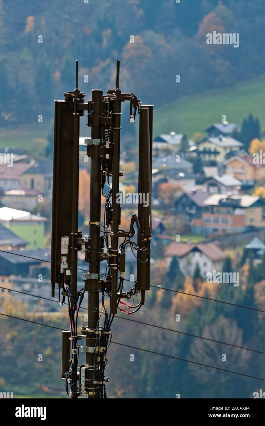 Mobile radio transmitters in the province of Salzburg Stock Photo