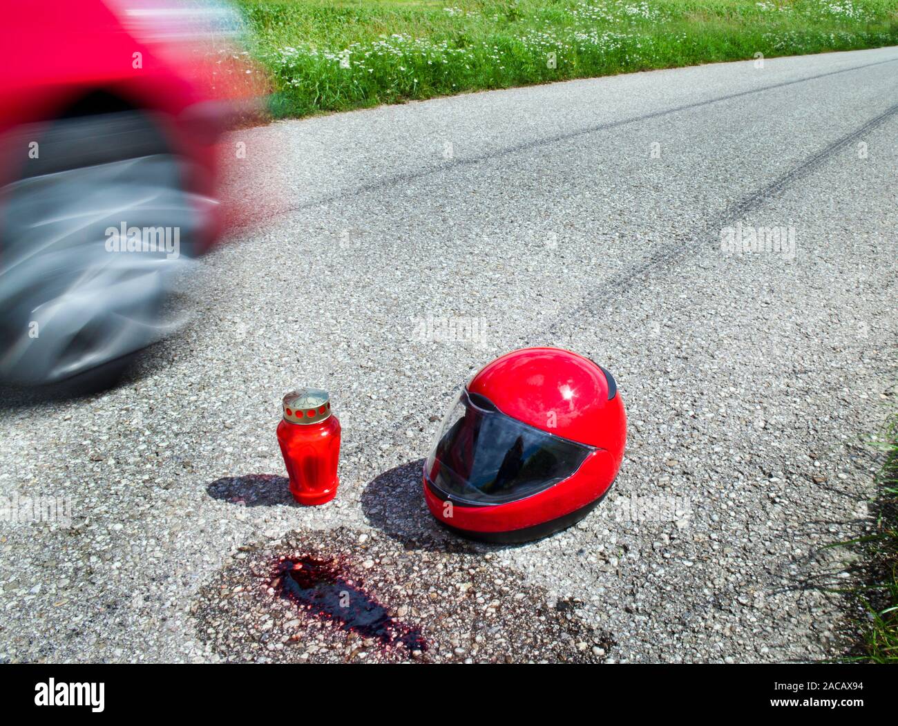 Crash helmet after traffic accident Stock Photo