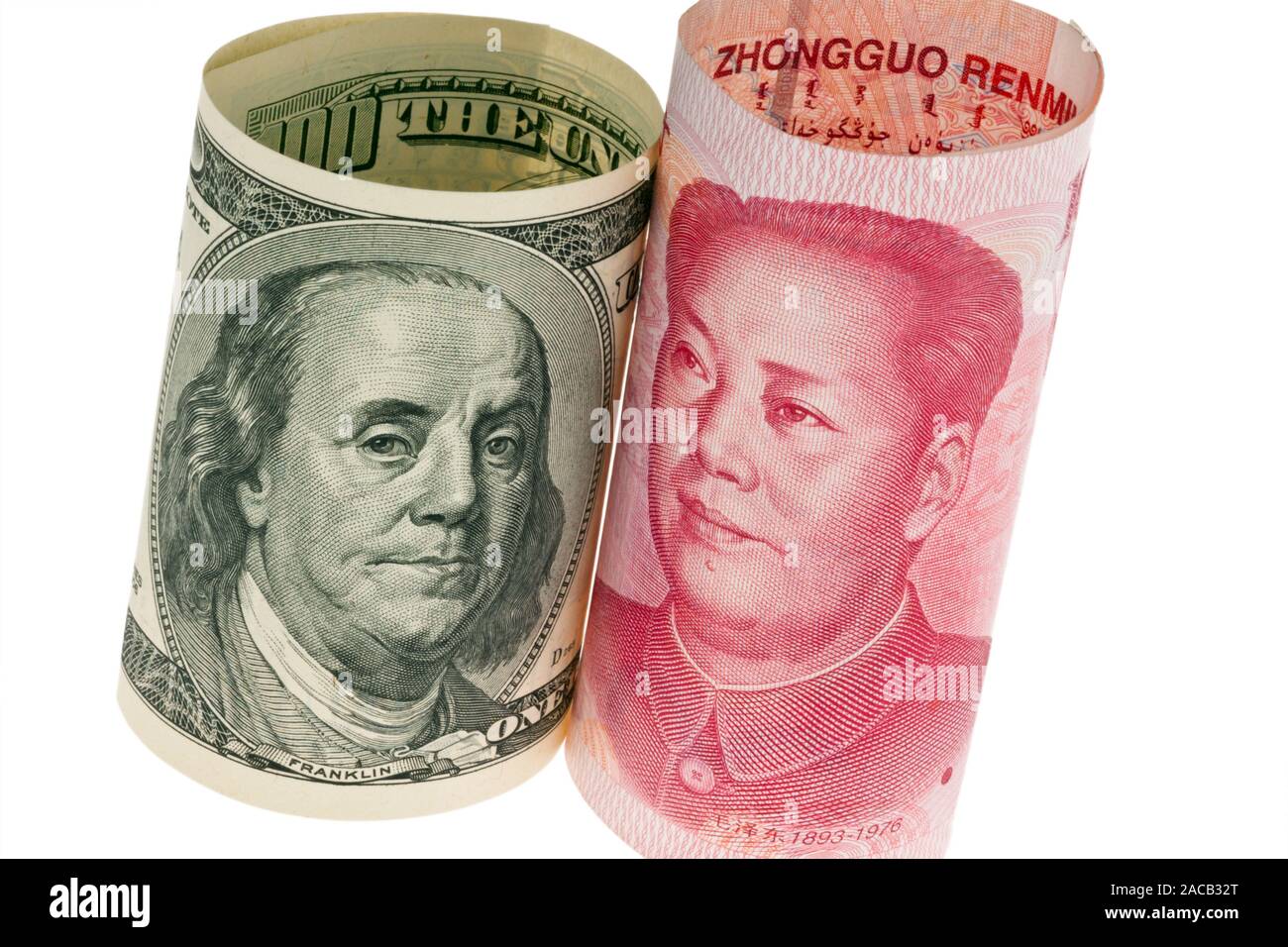 China money yuan and dollar Stock Photo