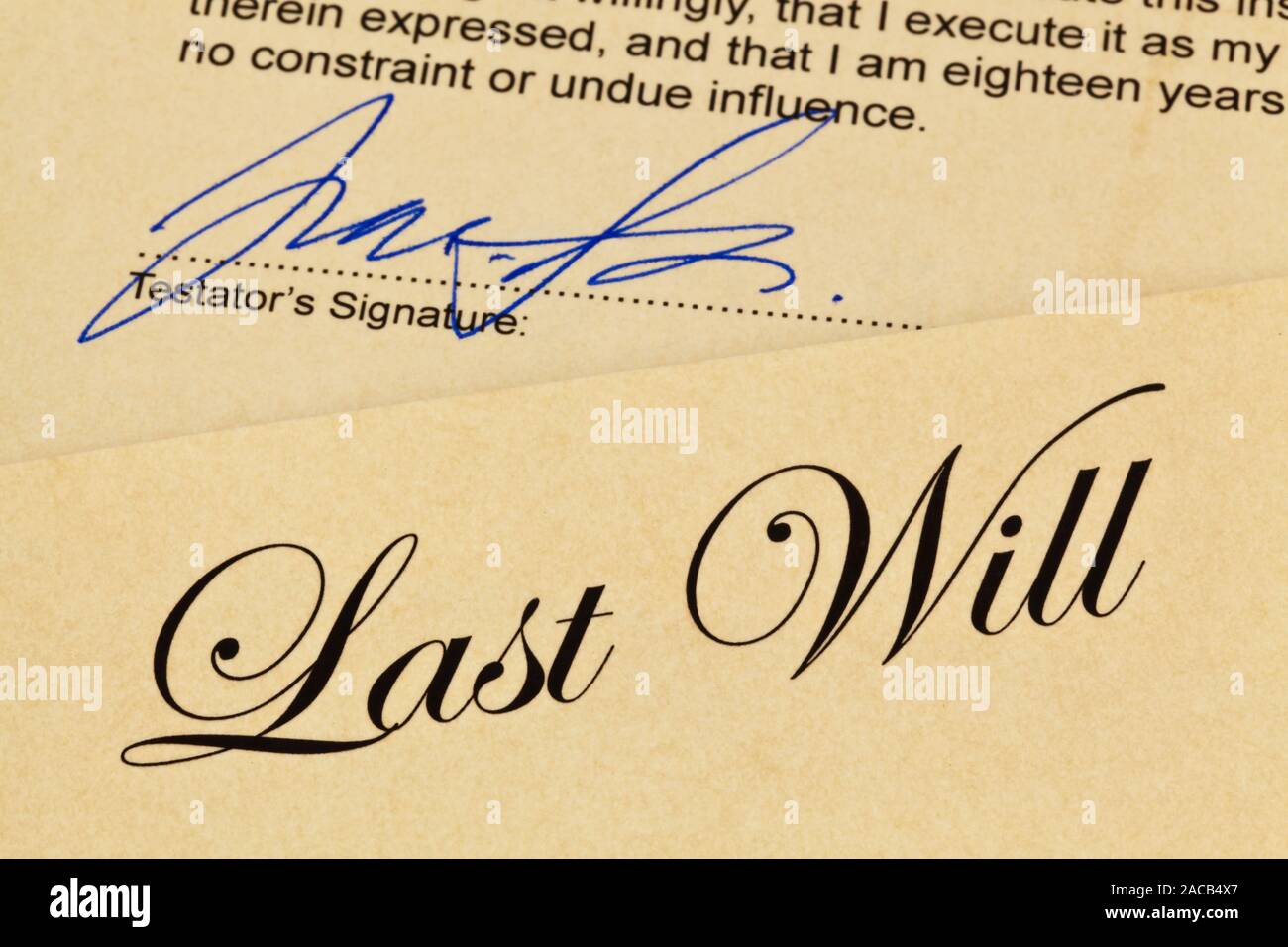 Testament in English language Stock Photo Alamy