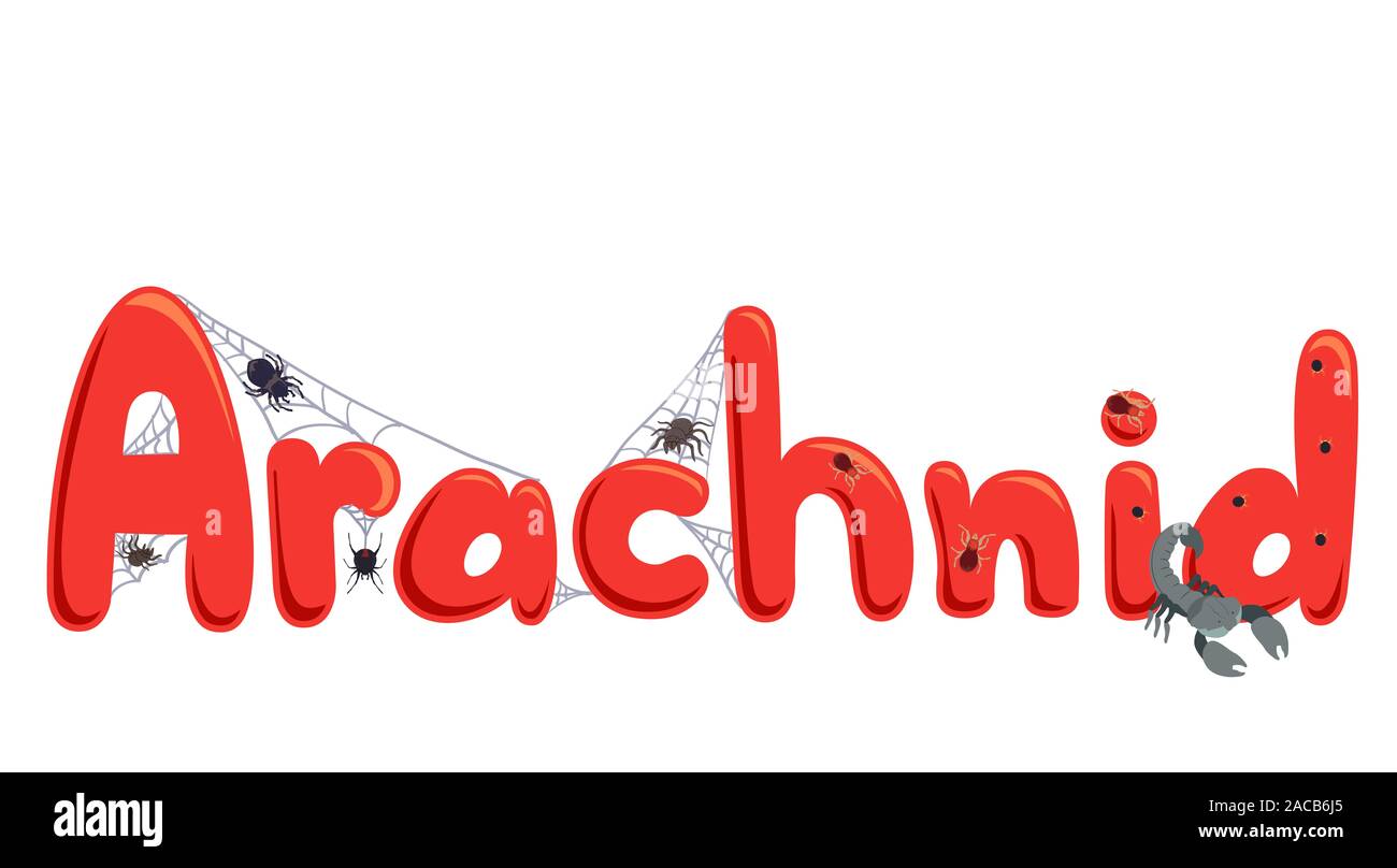 Illustration of Arachnid Lettering with Spiders, Mites, Ticks And ...