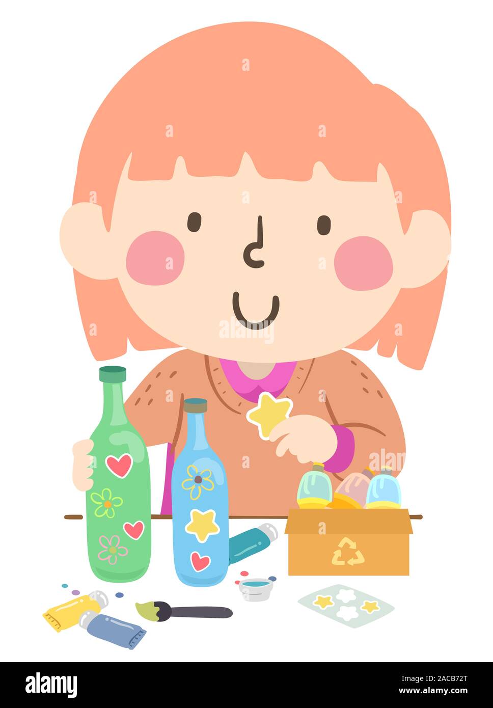 Cartoon girl recycling hires stock photography and images Alamy