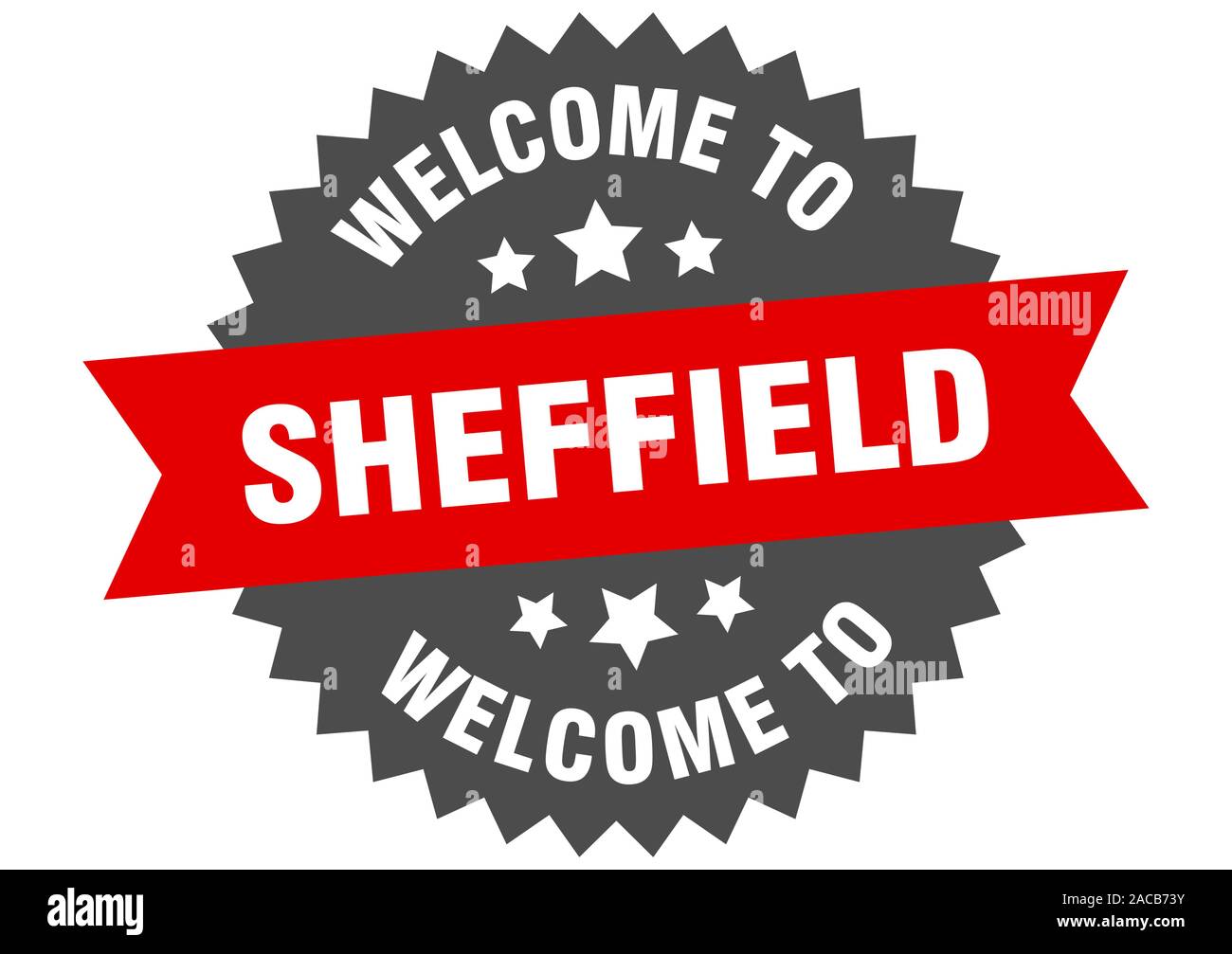 Sheffield sign. to Sheffield red sticker Stock Vector Image
