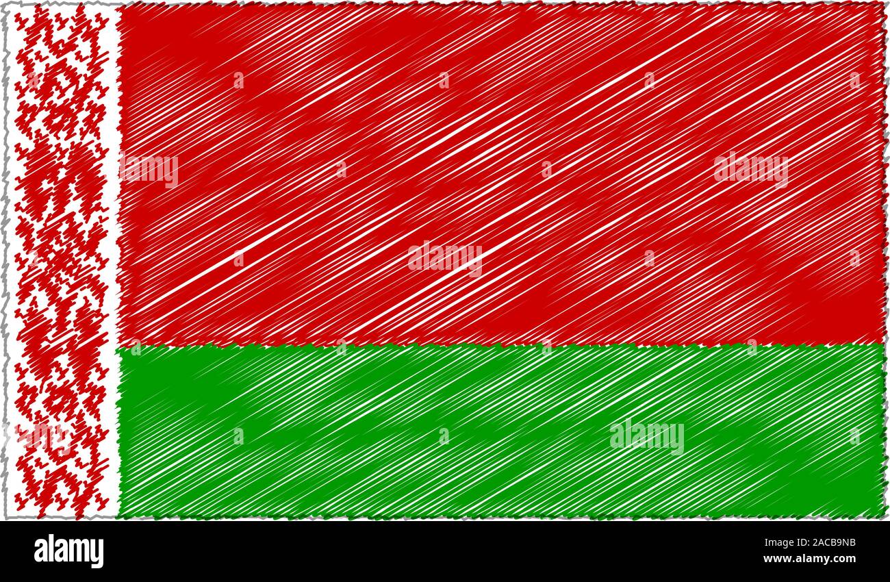 Vector Drawing of Sketch Style Belarus Flag Stock Vector
