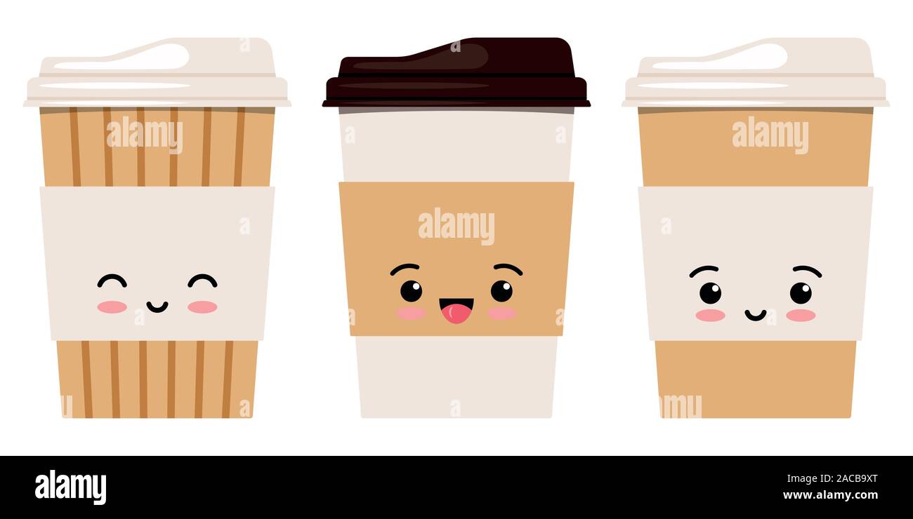 https://c8.alamy.com/comp/2ACB9XT/cute-emoji-coffee-or-tea-cup-with-cap-icon-set-front-view-isolated-on-white-background-2ACB9XT.jpg