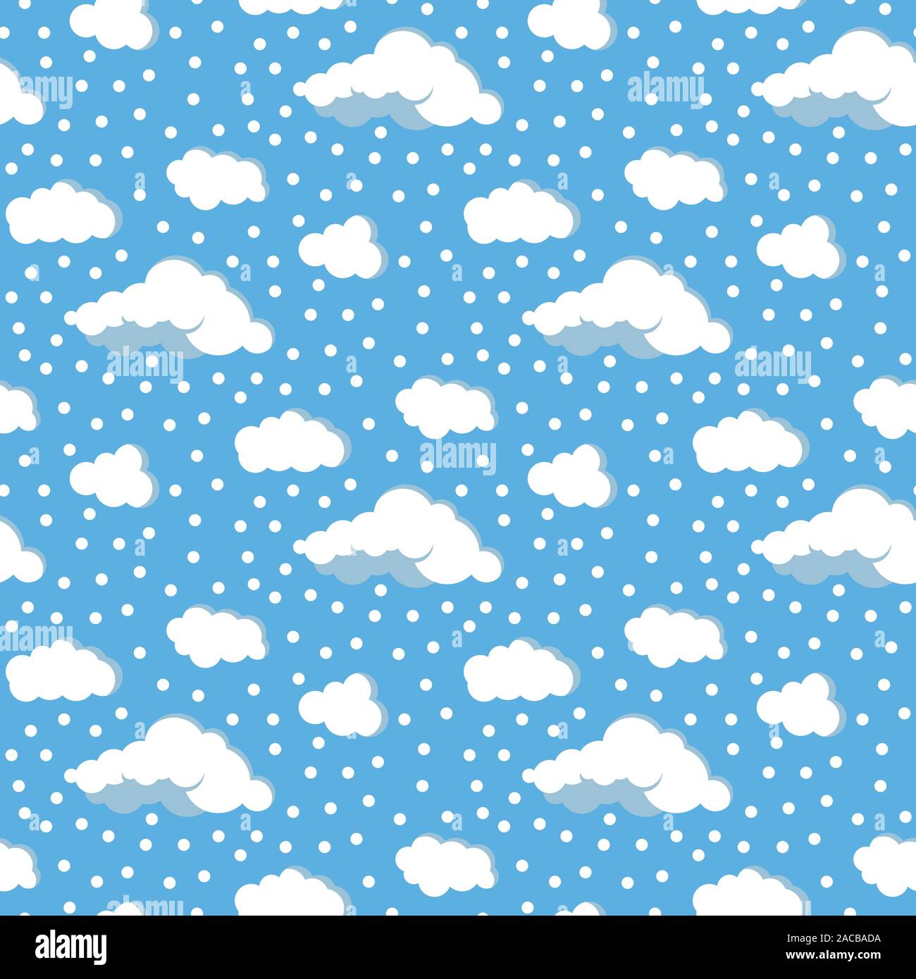 Clouds, sky and snow vector flat design seamless pattern. Stock Vector