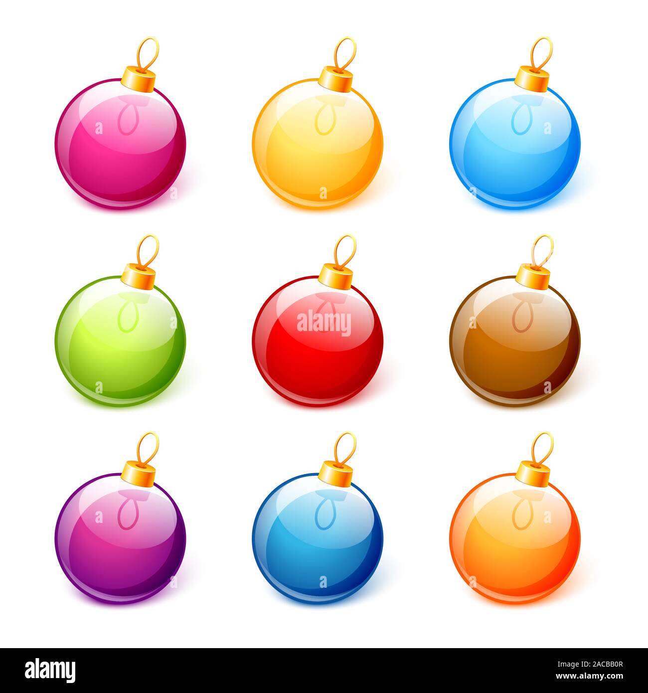 Colorful Christmas balls set isolated on white background vector Stock ...