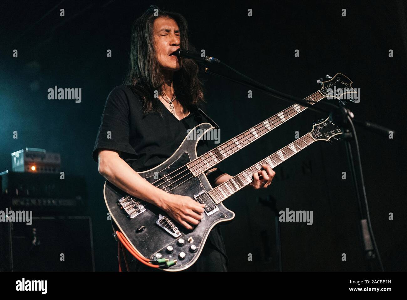 Copenhagen, Denmark. 01st, December 2019. The Japanese experiment rock band  Boris performs a live concert at VEGA in Copenhagen. Here singer and  musician Takeshi is seen live on stage. (Photo credit: Gonzales