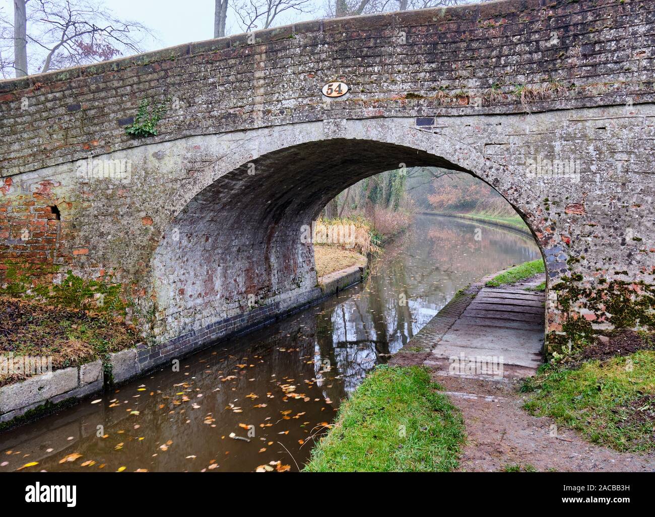 Bridge 54 across the Llangollen Branch of the Shropshire Union Canal near Ellesmere, Shropshire Stock Photo