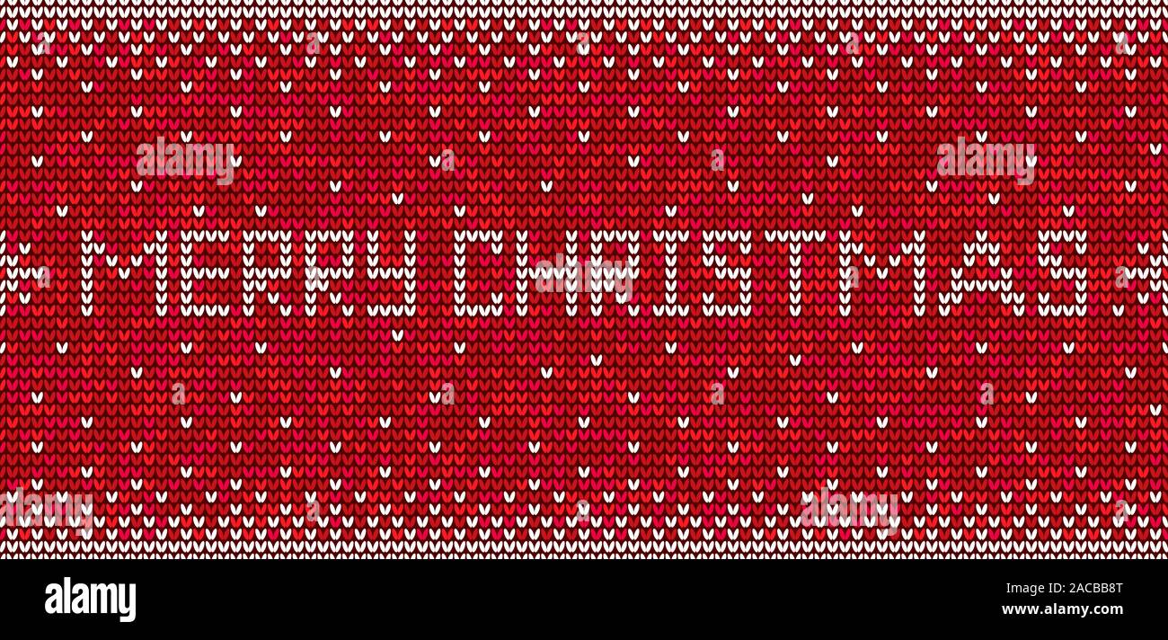 Red and white christmas knitting seamless pattern background vector ...