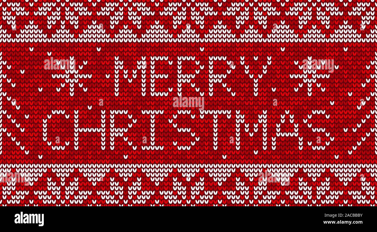 Red and white christmas knitting seamless pattern background vector ...