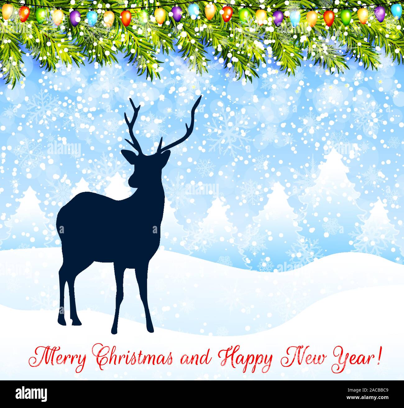 Christmas greeting card with deer vector Stock Vector Image & Art - Alamy