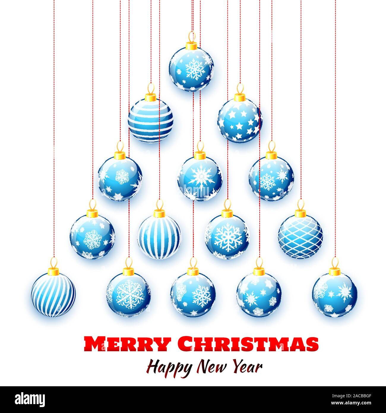 Christmas tree from blue Christmas balls background. Vector ...