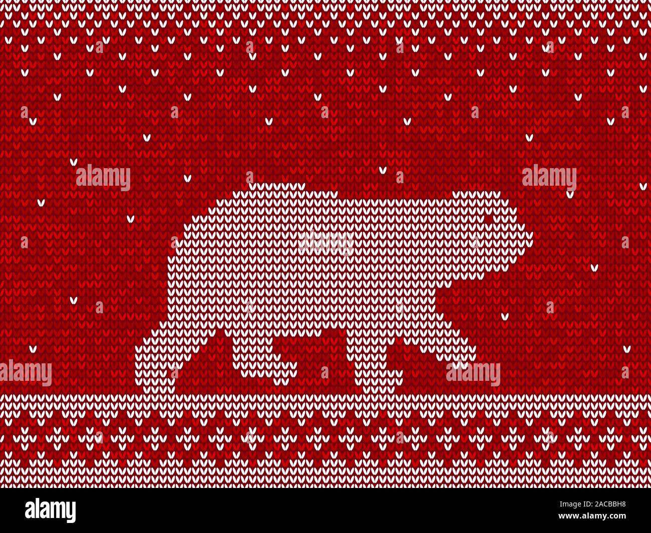 Christmas knitting seamless pattern background with polar bear vector Stock Vector