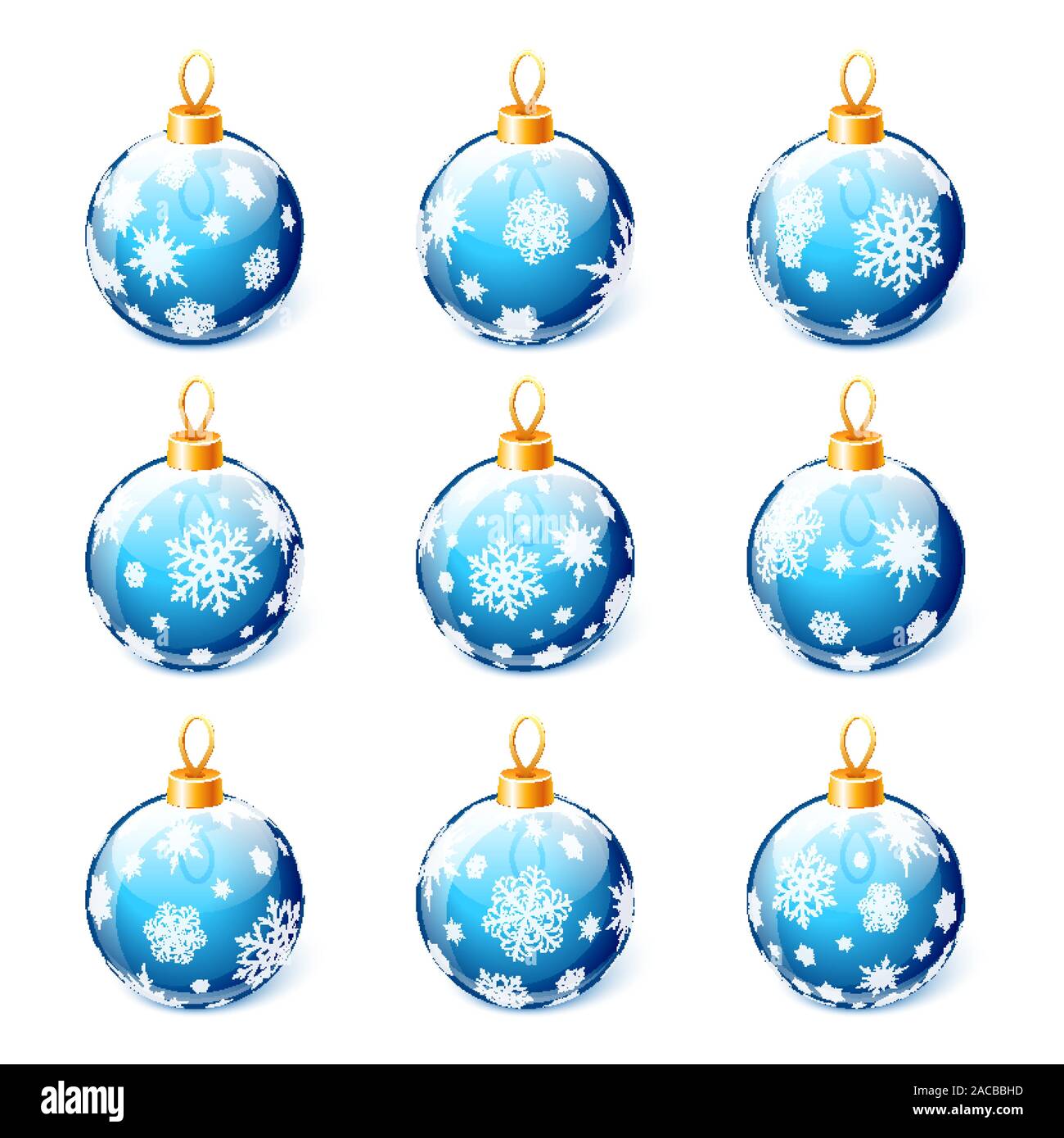 Set of blue Christmas balls isolated on white background vector Stock ...