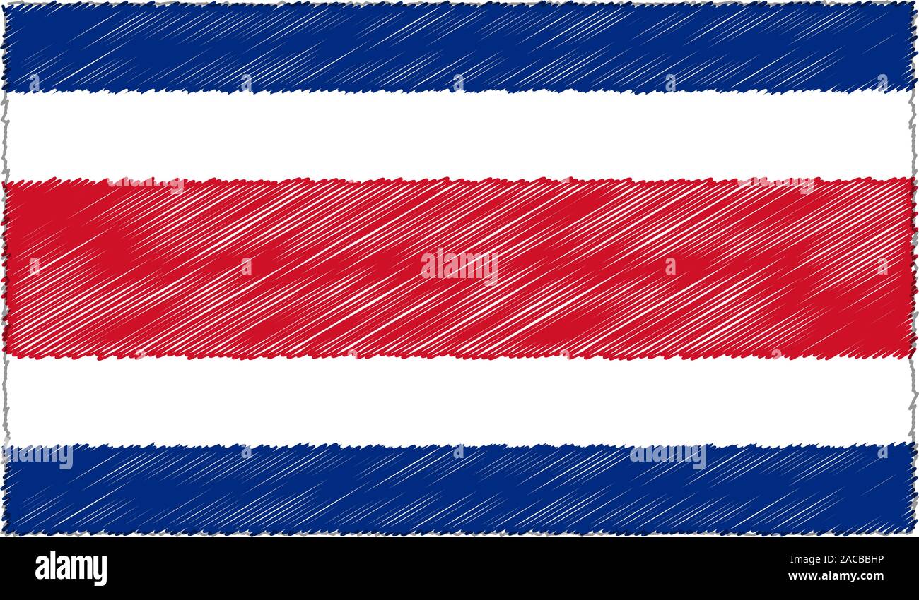Vector Drawing of Sketch Style Costa Rica Flag Stock Vector Image & Art